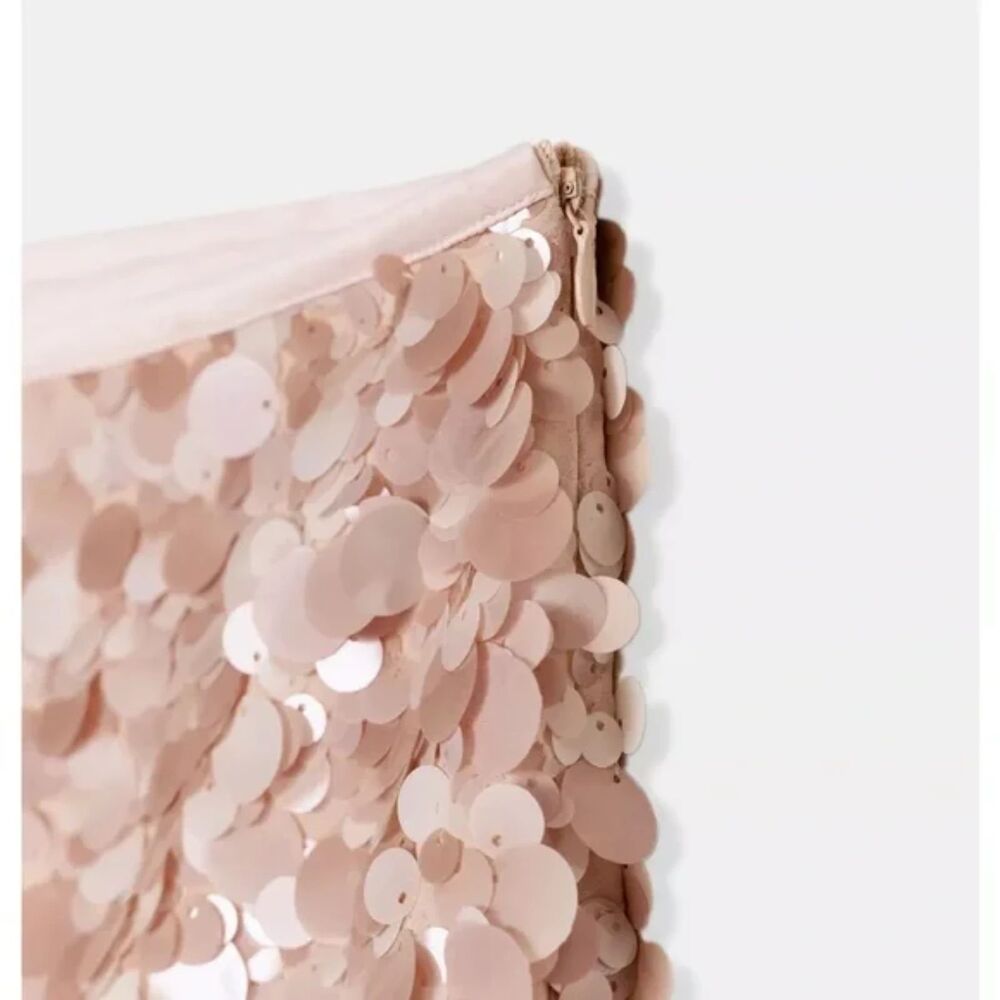 NWT Zara Sequin Mini Skirt in Dusty Pink - Picture 7 of 8